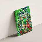 Personalized Canberra Raiders Rugby Christmas Canvas Wall Art Holiday Mascot Graphic Art Festive Lights Bow