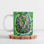 Personalized Canberra Raiders Rugby Christmas Ceramic Mug Holiday Mascot Graphic Art Festive Lights Bow