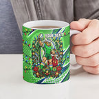 Personalized Canberra Raiders Rugby Christmas Ceramic Mug Holiday Mascot Graphic Art Festive Lights Bow