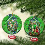Canberra Raiders Rugby Christmas Ceramic Ornament Holiday Mascot Graphic Art Festive Lights Bow