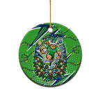 Canberra Raiders Rugby Christmas Ceramic Ornament Holiday Mascot Graphic Art Festive Lights Bow