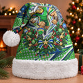 Canberra Raiders Rugby Christmas Santa Hat Holiday Mascot Graphic Art Festive Lights Bow