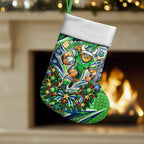Canberra Raiders Rugby Christmas Stocking Holiday Mascot Graphic Art Festive Lights Bow