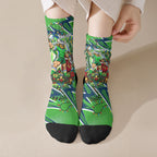 Personalized Canberra Raiders Rugby Christmas Crew Socks Holiday Mascot Graphic Art Festive Lights Bow