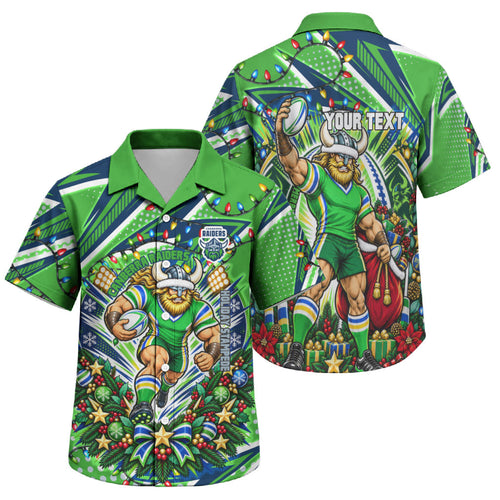 Personalized Canberra Raiders Rugby Christmas Family Matching Mermaid Dress and Hawaiian Shirt Holiday Mascot Graphic Art Festive Lights Bow
