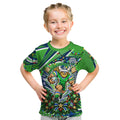 Personalized Canberra Raiders Rugby Christmas Kid T Shirt Holiday Mascot Graphic Art Festive Lights Bow
