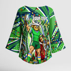 Personalized Canberra Raiders Rugby Christmas Kimono Sleeve Blouse Holiday Mascot Graphic Art Festive Lights Bow