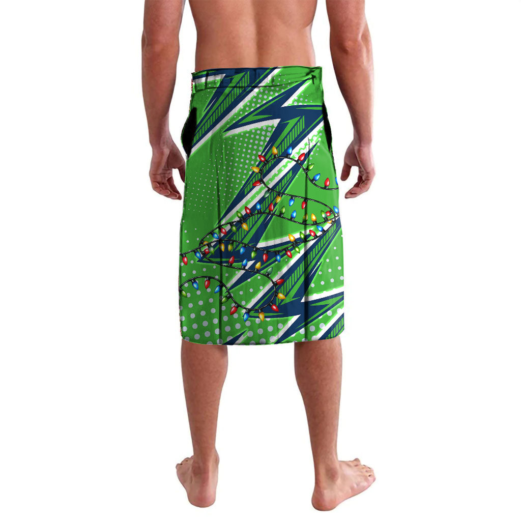 Personalized Canberra Raiders Rugby Christmas Lavalava Holiday Mascot Graphic Art Festive Lights Bow