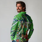 Personalized Canberra Raiders Rugby Christmas Long Sleeve Polo Shirt Holiday Mascot Graphic Art Festive Lights Bow