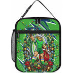 Personalized Canberra Raiders Rugby Christmas Lunch Bag Holiday Mascot Graphic Art Festive Lights Bow
