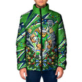 Personalized Canberra Raiders Rugby Christmas Padded Jacket Holiday Mascot Graphic Art Festive Lights Bow