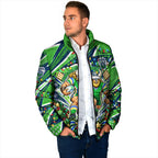 Personalized Canberra Raiders Rugby Christmas Padded Jacket Holiday Mascot Graphic Art Festive Lights Bow