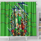 Personalized Canberra Raiders Rugby Christmas Shower Curtain Holiday Mascot Graphic Art Festive Lights Bow