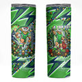 Personalized Canberra Raiders Rugby Christmas Skinny Tumbler Holiday Mascot Graphic Art Festive Lights Bow