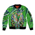 Personalized Canberra Raiders Rugby Christmas Sleeve Zip Bomber Jacket Holiday Mascot Graphic Art Festive Lights Bow