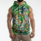 Personalized Canberra Raiders Rugby Christmas Sleeveless Hoodie Holiday Mascot Graphic Art Festive Lights Bow