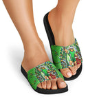 Personalized Canberra Raiders Rugby Christmas Slide Sandals Holiday Mascot Graphic Art Festive Lights Bow