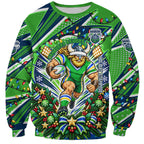 Personalized Canberra Raiders Rugby Christmas Sweatshirt Holiday Mascot Graphic Art Festive Lights Bow