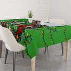 Personalized Canberra Raiders Rugby Christmas Tablecloth Holiday Mascot Graphic Art Festive Lights Bow