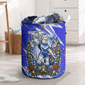 Personalized Canterbury Bankstown Bulldogs Rugby Christmas Laundry Basket Holiday Mascot Graphic Art Festive Lights Bow