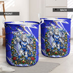 Personalized Canterbury Bankstown Bulldogs Rugby Christmas Laundry Basket Holiday Mascot Graphic Art Festive Lights Bow