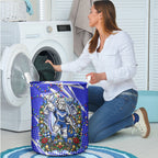 Personalized Canterbury Bankstown Bulldogs Rugby Christmas Laundry Basket Holiday Mascot Graphic Art Festive Lights Bow