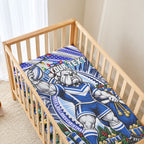 Personalized Canterbury Bankstown Bulldogs Rugby Christmas Baby Bed Cover Holiday Mascot Graphic Art Festive Lights Bow
