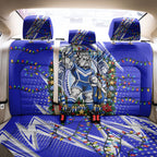 Personalized Canterbury Bankstown Bulldogs Rugby Christmas Back Car Seat Cover Holiday Mascot Graphic Art Festive Lights Bow