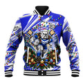 Personalized Canterbury Bankstown Bulldogs Rugby Christmas Baseball Jacket Holiday Mascot Graphic Art Festive Lights Bow