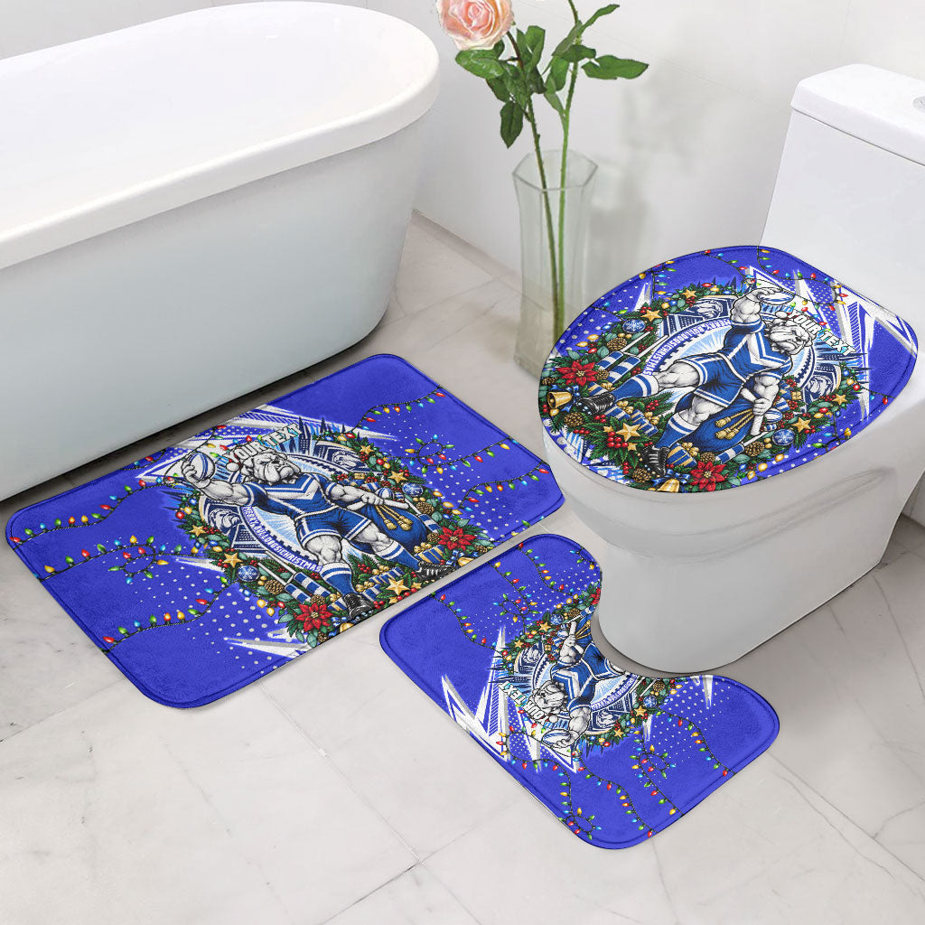 Personalized Canterbury Bankstown Bulldogs Rugby Christmas Bathroom Set Holiday Mascot Graphic Art Festive Lights Bow