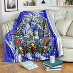 Personalized Canterbury Bankstown Bulldogs Rugby Christmas Blanket Holiday Mascot Graphic Art Festive Lights Bow