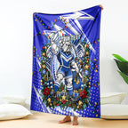Personalized Canterbury Bankstown Bulldogs Rugby Christmas Blanket Holiday Mascot Graphic Art Festive Lights Bow