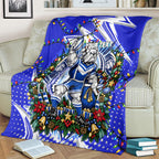 Personalized Canterbury Bankstown Bulldogs Rugby Christmas Blanket Holiday Mascot Graphic Art Festive Lights Bow