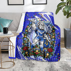 Personalized Canterbury Bankstown Bulldogs Rugby Christmas Blanket Holiday Mascot Graphic Art Festive Lights Bow