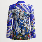Personalized Canterbury Bankstown Bulldogs Rugby Christmas Blazer Holiday Mascot Graphic Art Festive Lights Bow