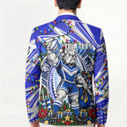 Personalized Canterbury Bankstown Bulldogs Rugby Christmas Blazer Holiday Mascot Graphic Art Festive Lights Bow