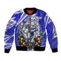 Personalized Canterbury Bankstown Bulldogs Rugby Christmas Bomber Jacket Holiday Mascot Graphic Art Festive Lights Bow