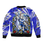 Personalized Canterbury Bankstown Bulldogs Rugby Christmas Bomber Jacket Holiday Mascot Graphic Art Festive Lights Bow