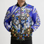 Personalized Canterbury Bankstown Bulldogs Rugby Christmas Bomber Puffer Jacket Holiday Mascot Graphic Art Festive Lights Bow