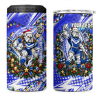 Personalized Canterbury Bankstown Bulldogs Rugby Christmas 4 in 1 Can Cooler Tumbler Holiday Mascot Graphic Art Festive Lights Bow