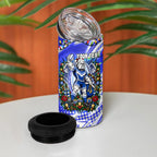 Personalized Canterbury Bankstown Bulldogs Rugby Christmas 4 in 1 Can Cooler Tumbler Holiday Mascot Graphic Art Festive Lights Bow