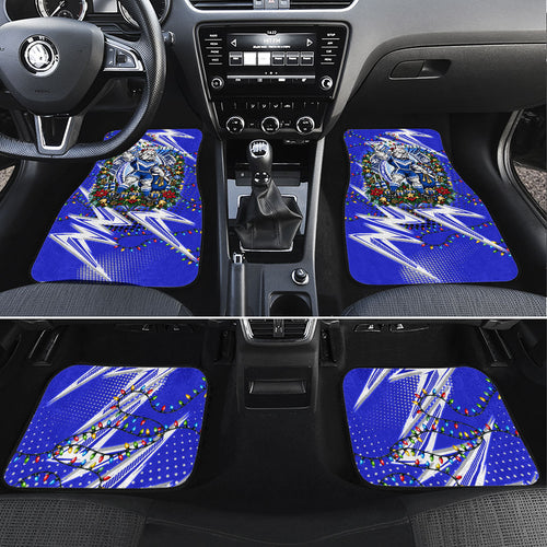 Personalized Canterbury Bankstown Bulldogs Rugby Christmas Car Mats Holiday Mascot Graphic Art Festive Lights Bow