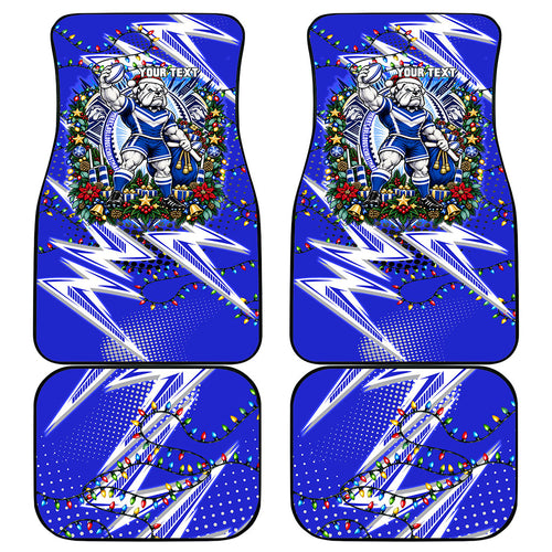 Personalized Canterbury Bankstown Bulldogs Rugby Christmas Car Mats Holiday Mascot Graphic Art Festive Lights Bow