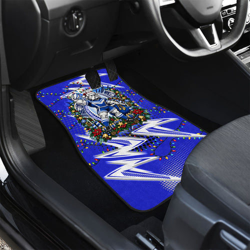 Personalized Canterbury Bankstown Bulldogs Rugby Christmas Car Mats Holiday Mascot Graphic Art Festive Lights Bow