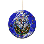 Canterbury Bankstown Bulldogs Rugby Christmas Ceramic Ornament Holiday Mascot Graphic Art Festive Lights Bow