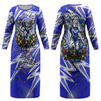 Personalized Canterbury Bankstown Bulldogs Rugby Christmas Couples Matching Long Sleeve Bodycon Dress and Long Sleeve Button Shirt Holiday Mascot Graphic Art Festive Lights Bow
