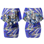 Personalized Canterbury Bankstown Bulldogs Rugby Christmas Couples Matching Off Shoulder Short Dress and Hawaiian Shirt Holiday Mascot Graphic Art Festive Lights Bow
