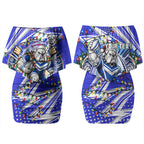 Personalized Canterbury Bankstown Bulldogs Rugby Christmas Couples Matching Off Shoulder Short Dress and Long Sleeve Button Shirt Holiday Mascot Graphic Art Festive Lights Bow