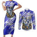 Personalized Canterbury Bankstown Bulldogs Rugby Christmas Couples Matching Short Sleeve Bodycon Dress and Long Sleeve Button Shirt Holiday Mascot Graphic Art Festive Lights Bow