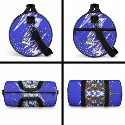 Personalized Canterbury Bankstown Bulldogs Rugby Christmas Duffle Bag Holiday Mascot Graphic Art Festive Lights Bow